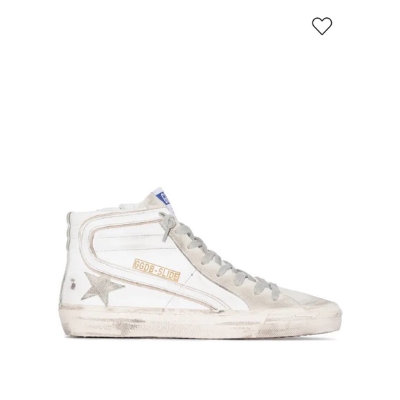 White and gold high top golden goose